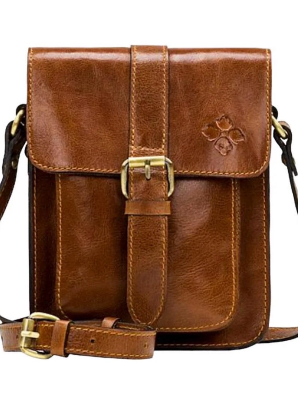 Patricia Nash Cascina Crossbody Bag Cognac Distressed Leather Brown